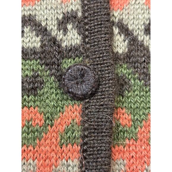 Alpaca Sweater Cardigan Wool Made In Peru Button Front L - Picture 4 of 10